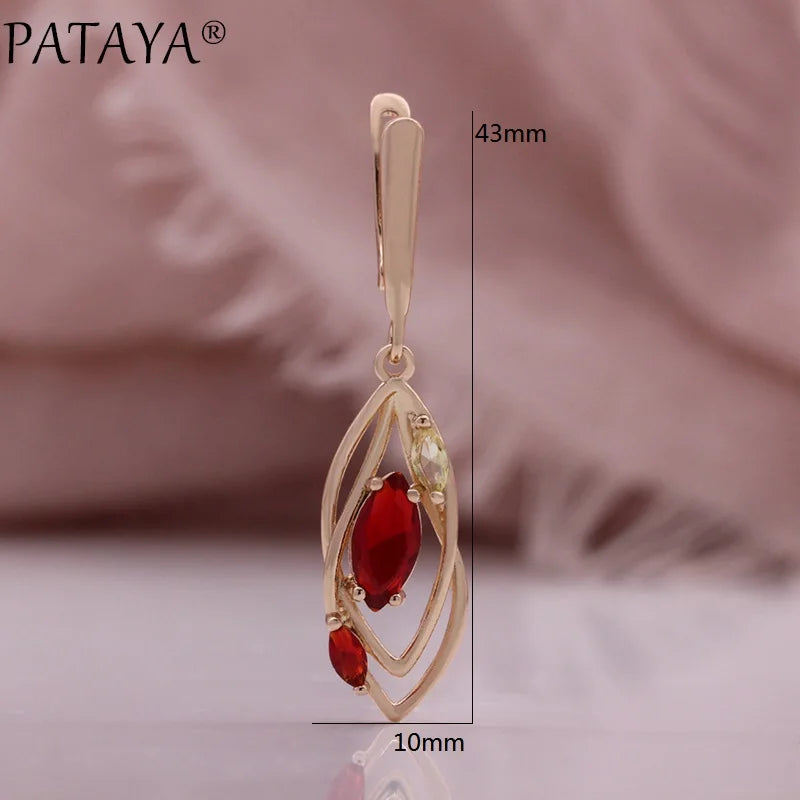 Pomegranate Red Zircon Drop Earrings