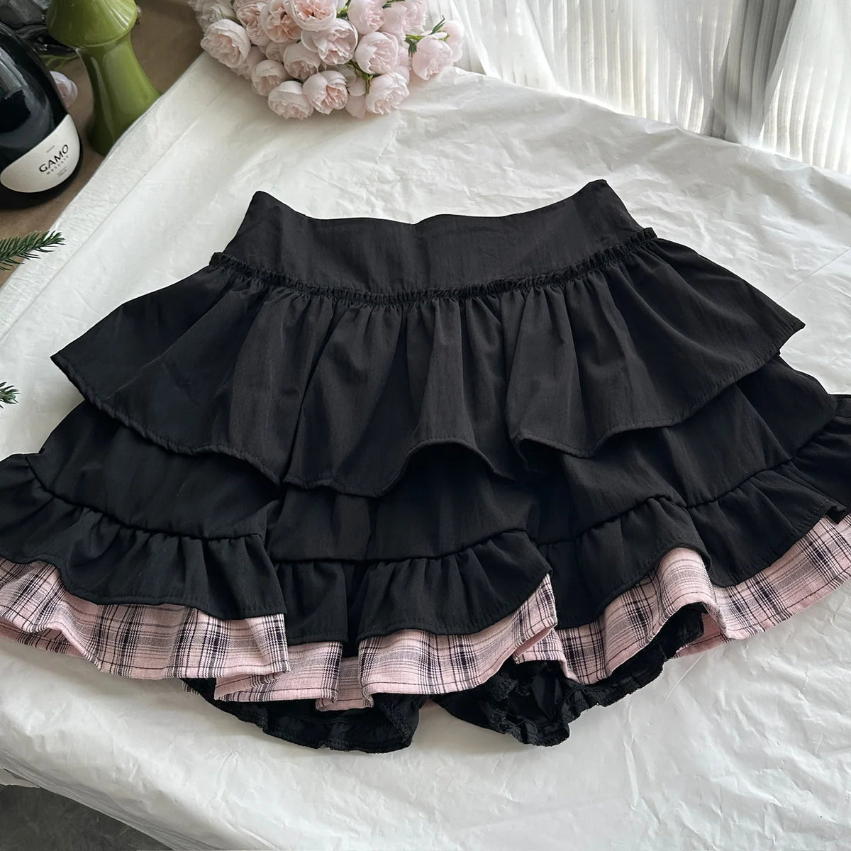 Pink Plaid Two Piece Uniform Set