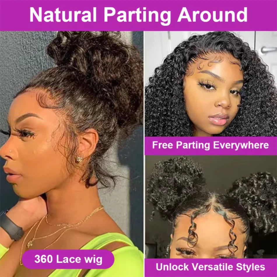 Glueless Deep Curly 360 Lace Front Human Hair Wig for Women