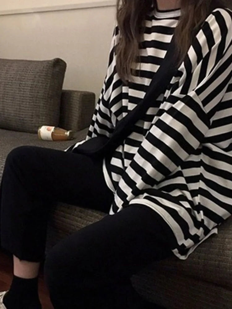 Striped Knit Long Sleeve Tee