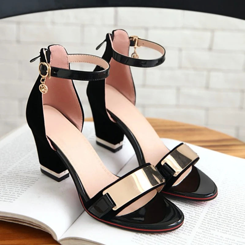 Chic Ankle Strap Block Heel Sandals