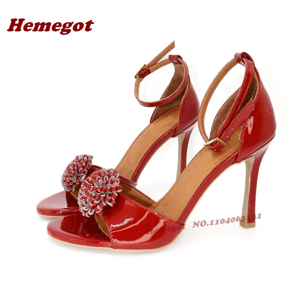 Yellow Buckled Open Toe Stiletto Sandals for Women