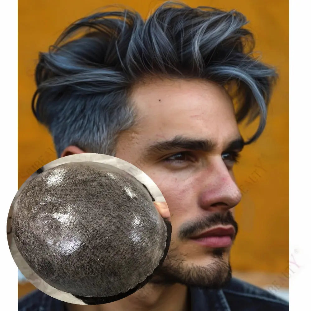 Grey Human Hair Toupee Replacement System for Women