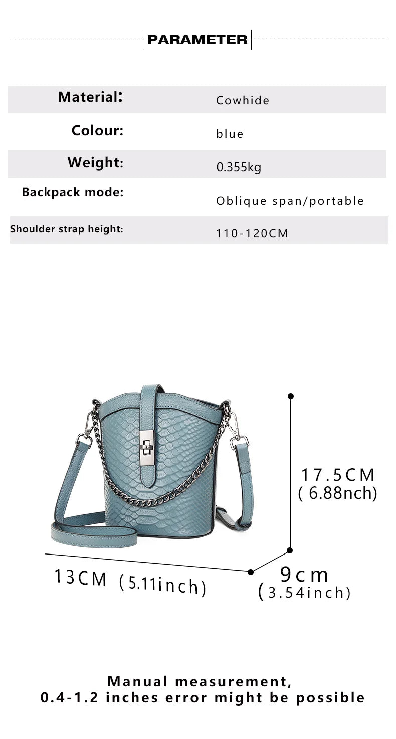 Genuine Leather Crocodile Pattern Crossbody Bag for Women