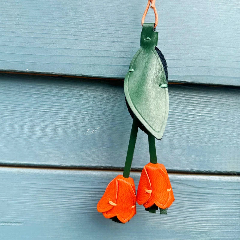 New Tulip Bag Pendant Fashion Creative Design High Quality Leather Keychain Simulation Flower Simple Versatile Pendant Decorate