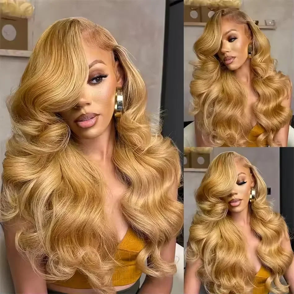 Honey Blonde Bone Straight Lace Front Human Hair Wig for Women