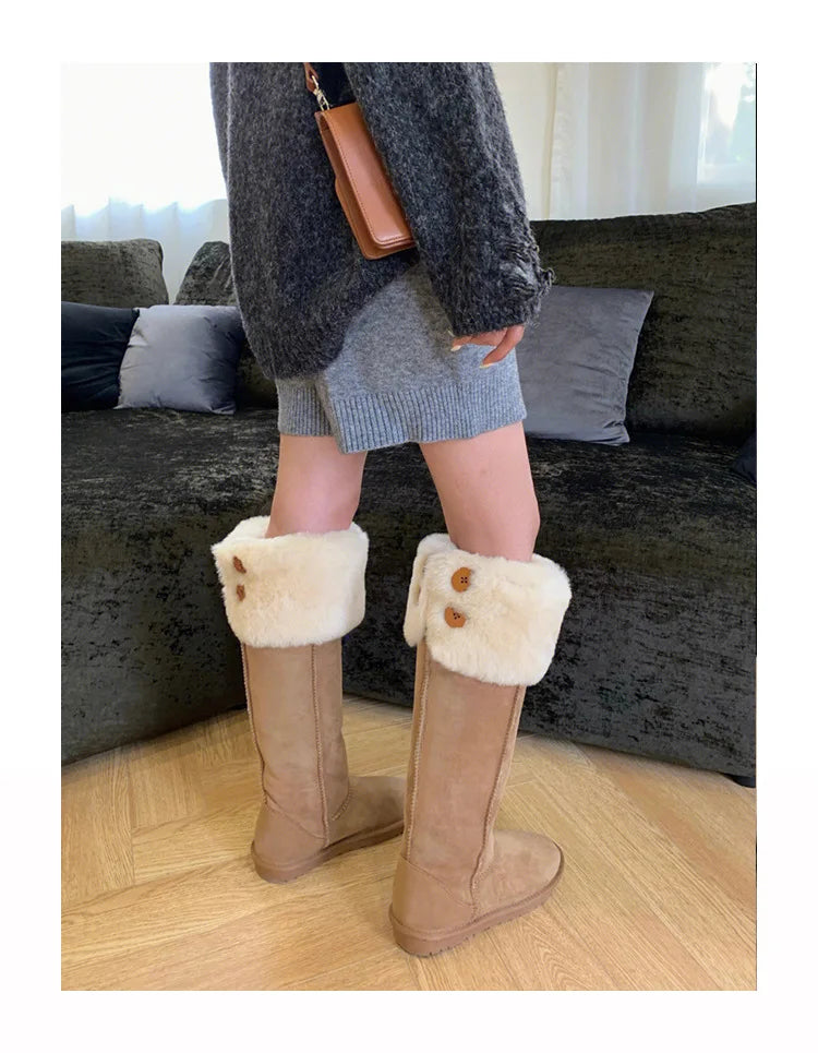 Classic Slip On Square Heel Mid Calf Boots for Women