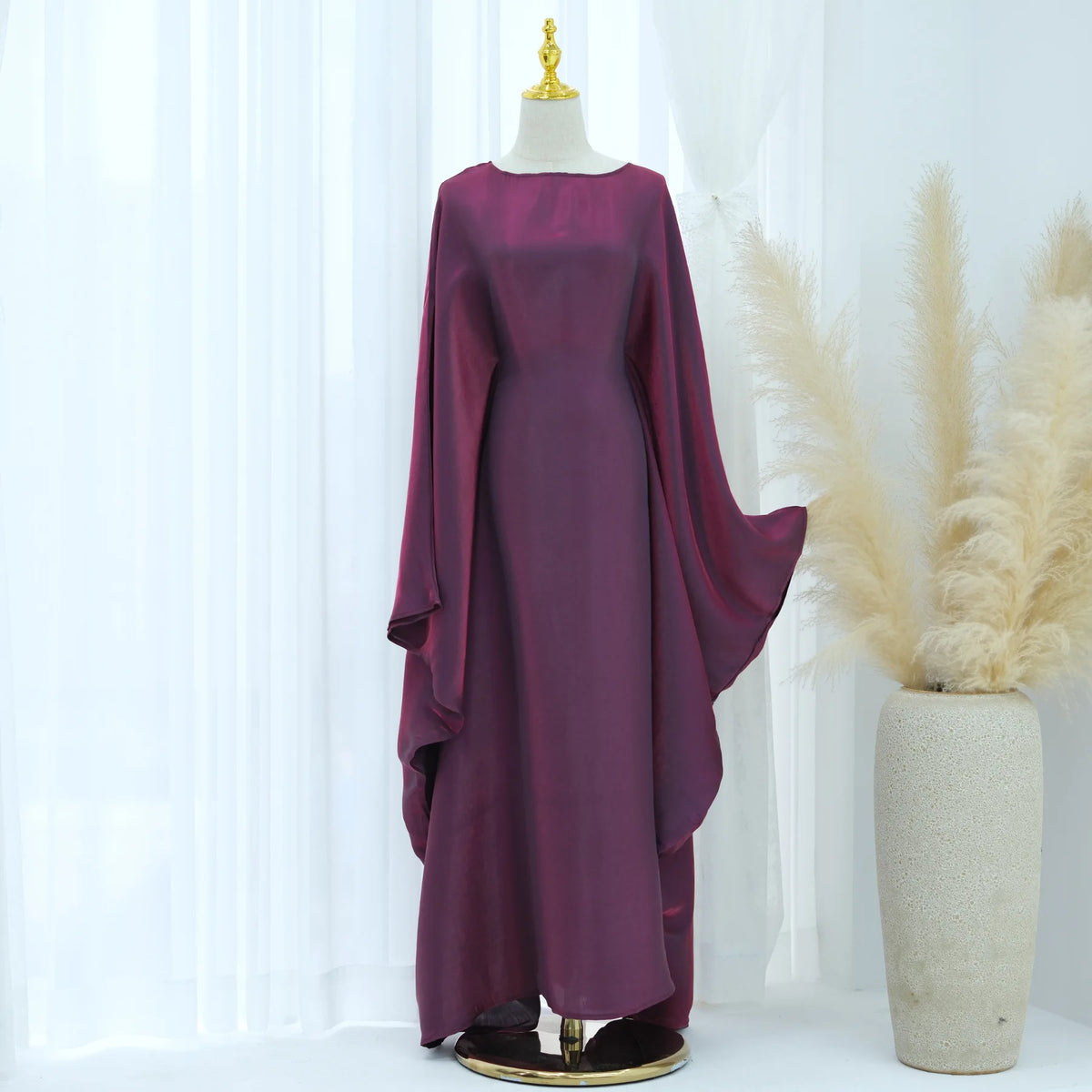 Shiny Loose Ankle-Length Kaftan Maxi Dress for Women