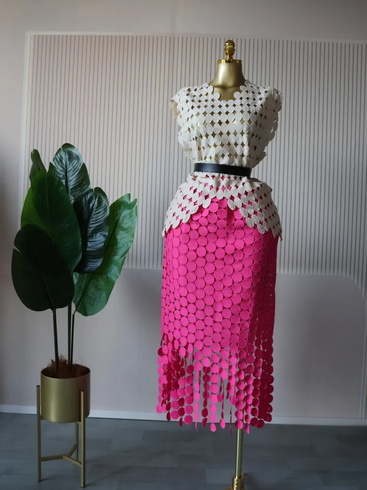 Stylish Cutout Crop Top And Maxi Skirt Two Piece Set for Women