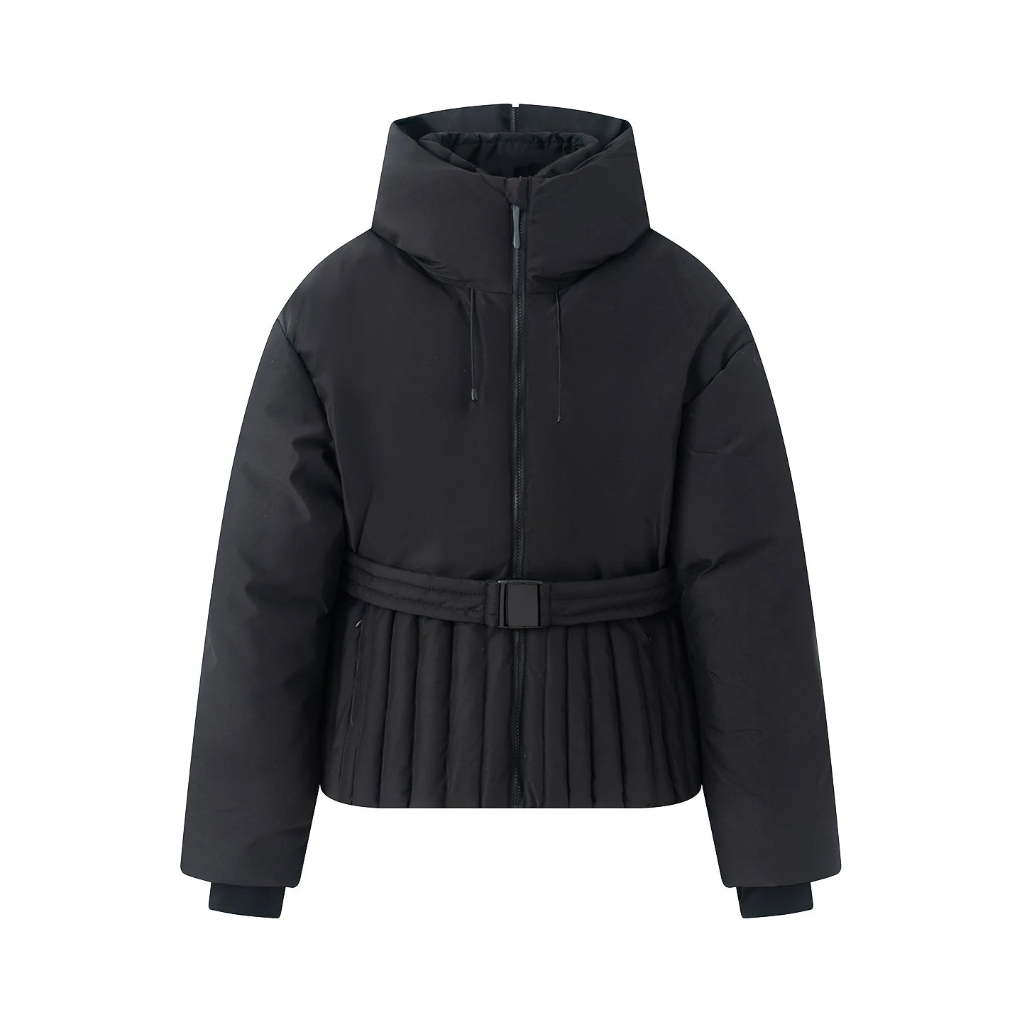Thick Padded Windproof Burgundy Hooded Winter Parka Jacket For Women