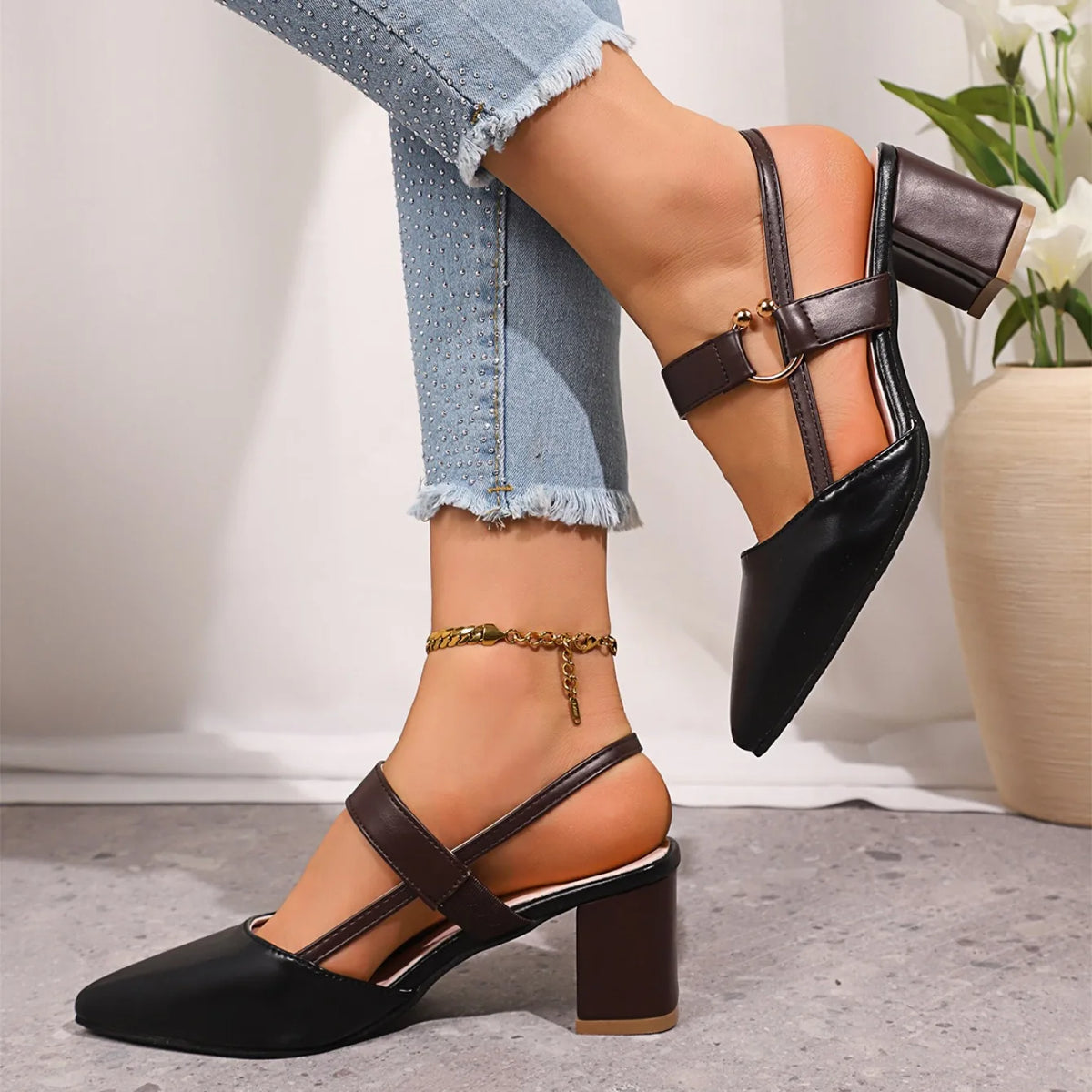 Elegant Pointed Toe Slingback High Heel Sandals for Women