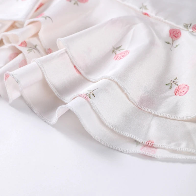 Floral Print Chiffon Tiered Ruffle Maxi Dress for Women