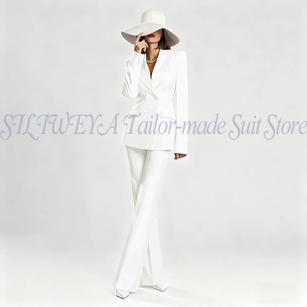 Slim Fit Double Breasted Blazer Suit Set for Women