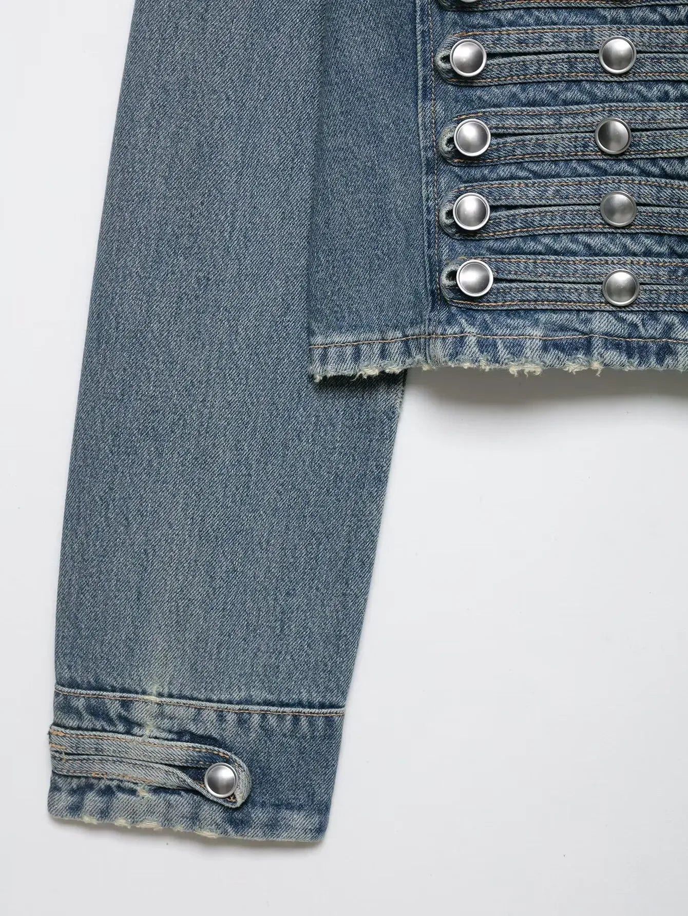 Vintage Inspired Retro Stand Collar Denim Jacket for Women