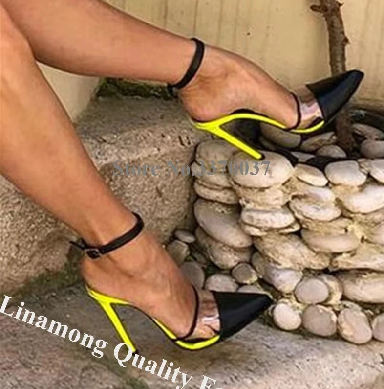 Transparent Cut Out Stiletto Pointed Toe Pumps for Women
