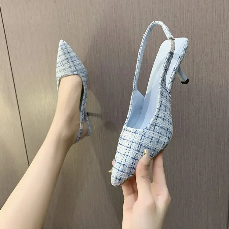 Elegant Blue Pointed Toe Slingback Pumps for Women