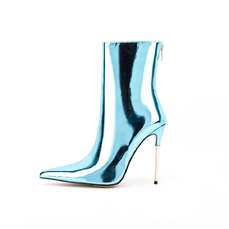 Glam Shiny Back Zipper Over The Knee Boots for Women