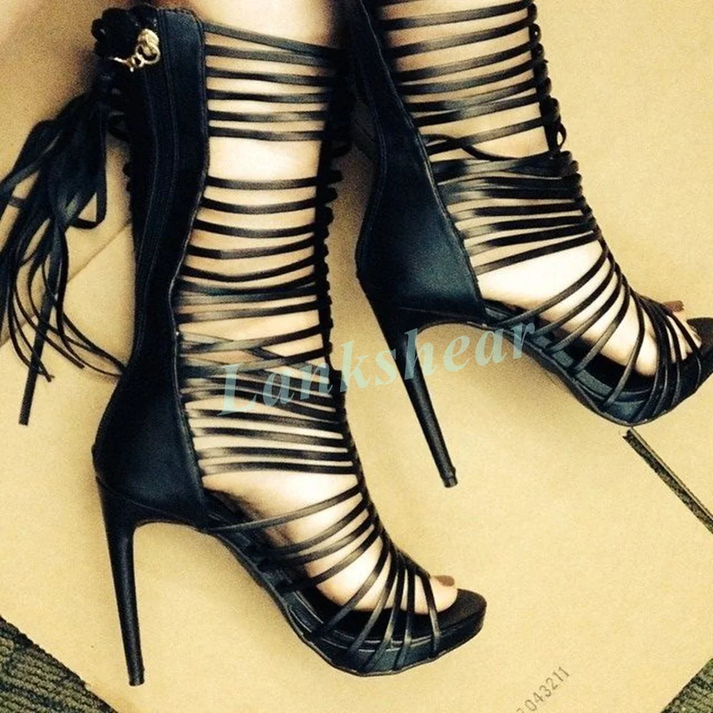 Crisscross Straps Knee High Gladiator Platform Sandals for Women