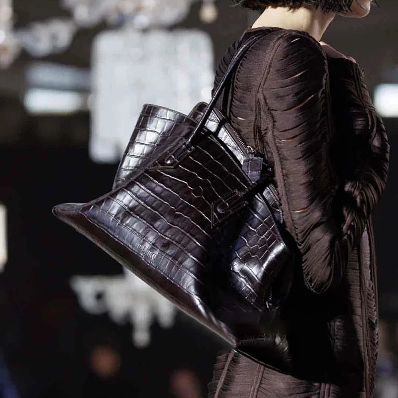 Luxury Brand Design Tote Bag Women's Fashion Irregular High-end Simple Large-capacity Handbag High-quality Leather Shoulder Bag