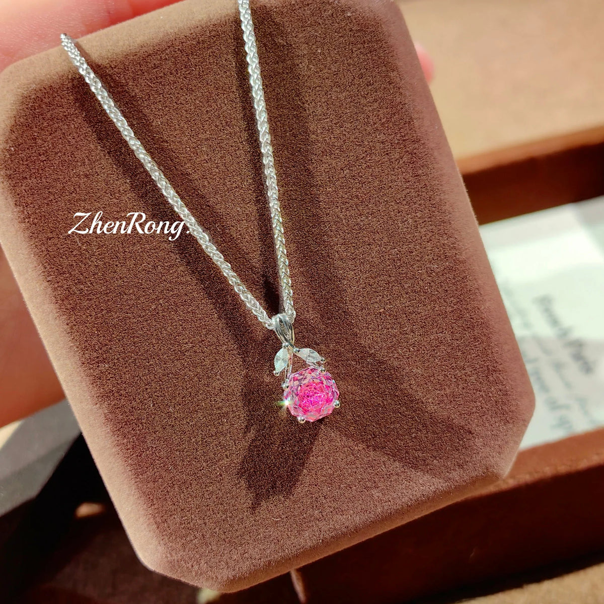 Rose Flower Cubic Zirconia Pendant Jewelry Set for Women