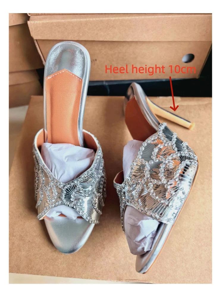 Luxurious Sparkling Fish Mouth Strap Sandals for Women