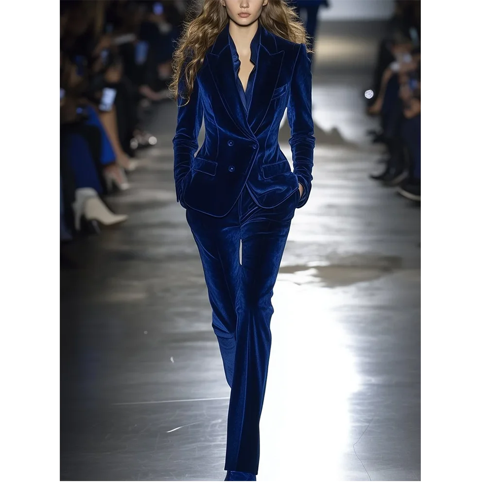 Peak Lapel Velvet Suit Set