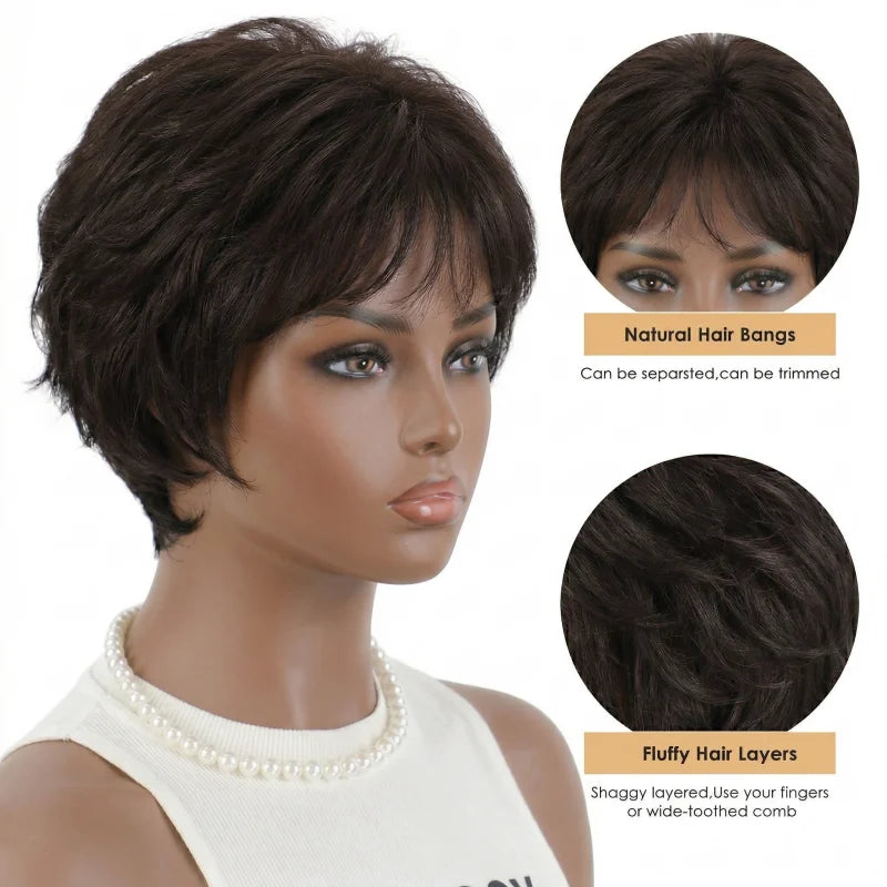 Glueless Silk Base Pixie Cut Human Hair Wig For Women
