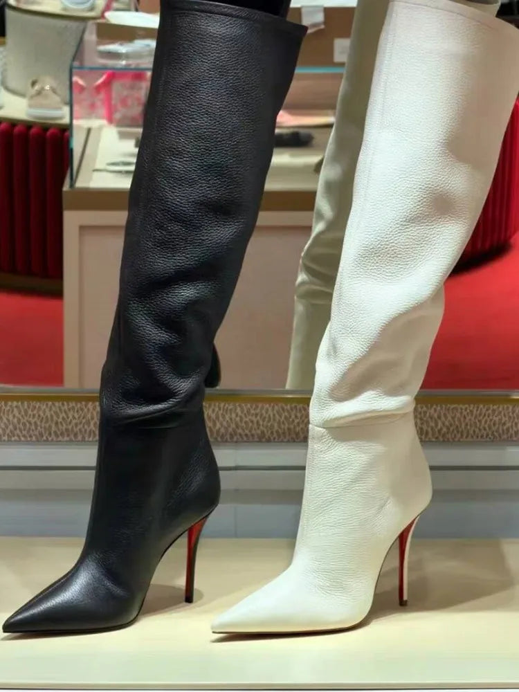 Pointed Toe Slim High Heel Knee High Boots for Women