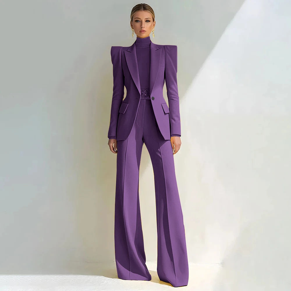 Stylish Double Breasted Two Piece Pantsuit for Women