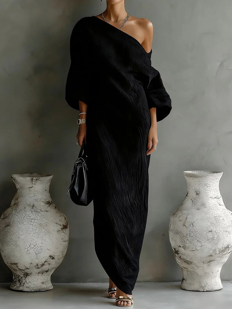 Elegant Long Sleeve Patchwork Maxi Dress for Women