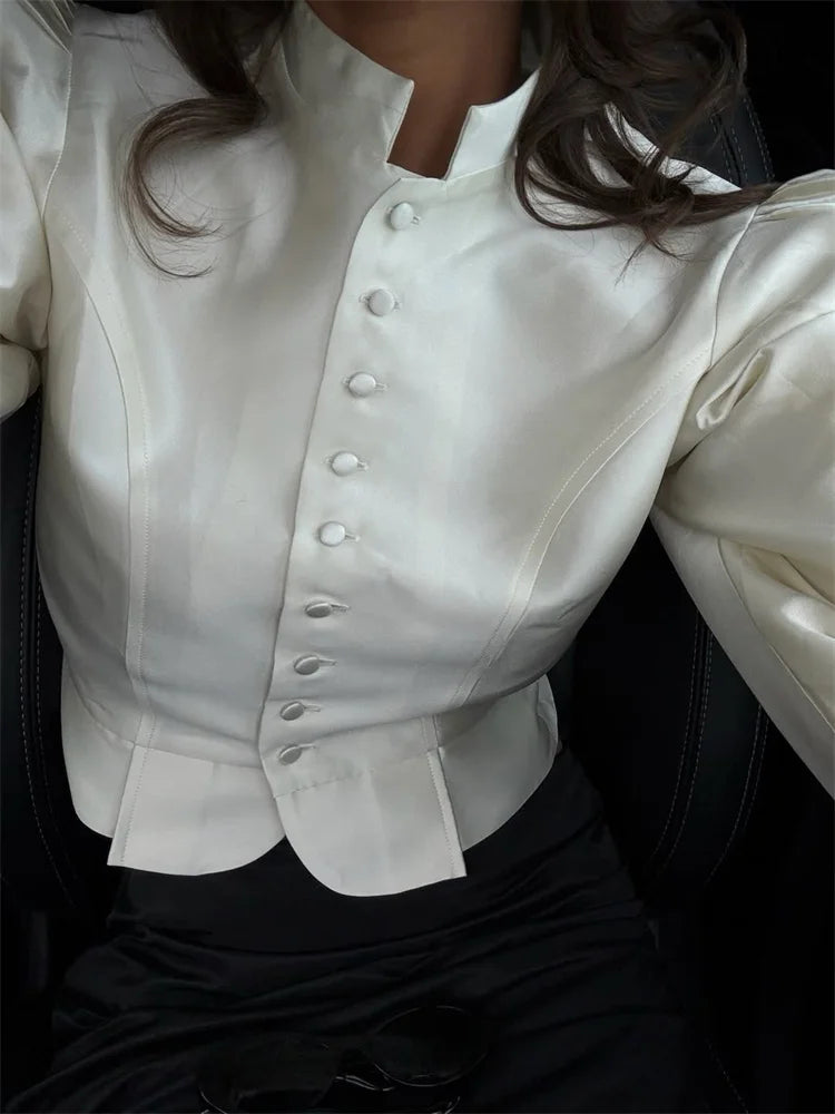 Cropped Satin Patchwork Top