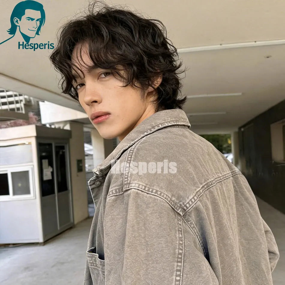 Short Wave Glueless Lace Front Wig For Men With Thin Bangs