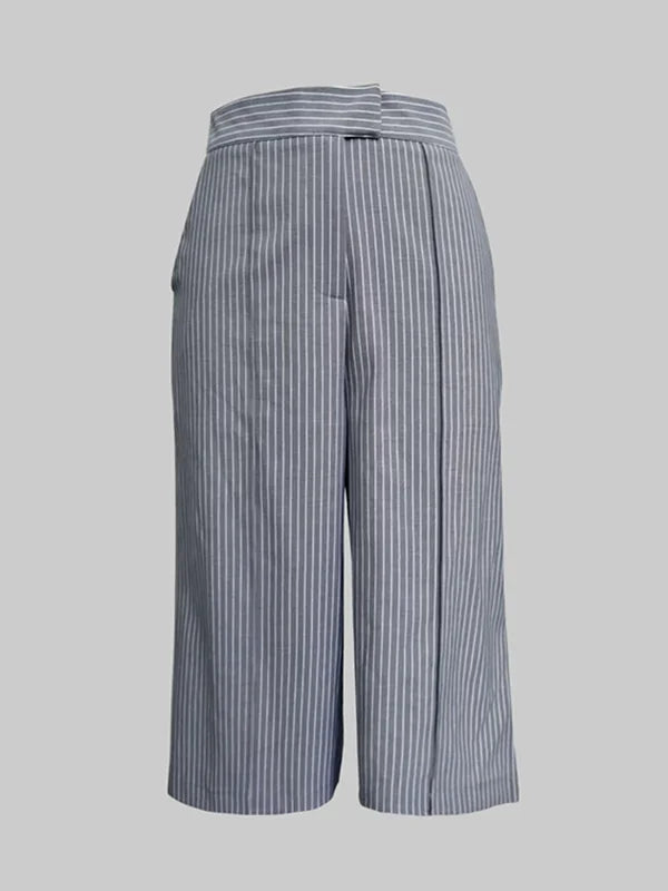 Beautyblue Casual Striped Suit Pants High Waisted Women's Pants 2025 Fashion Stylish Loose Straight Trousers for Business Office