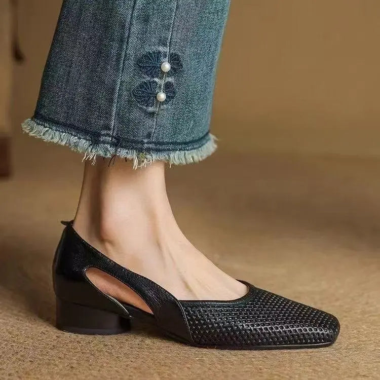 Soft Leather Square Toe Pumps