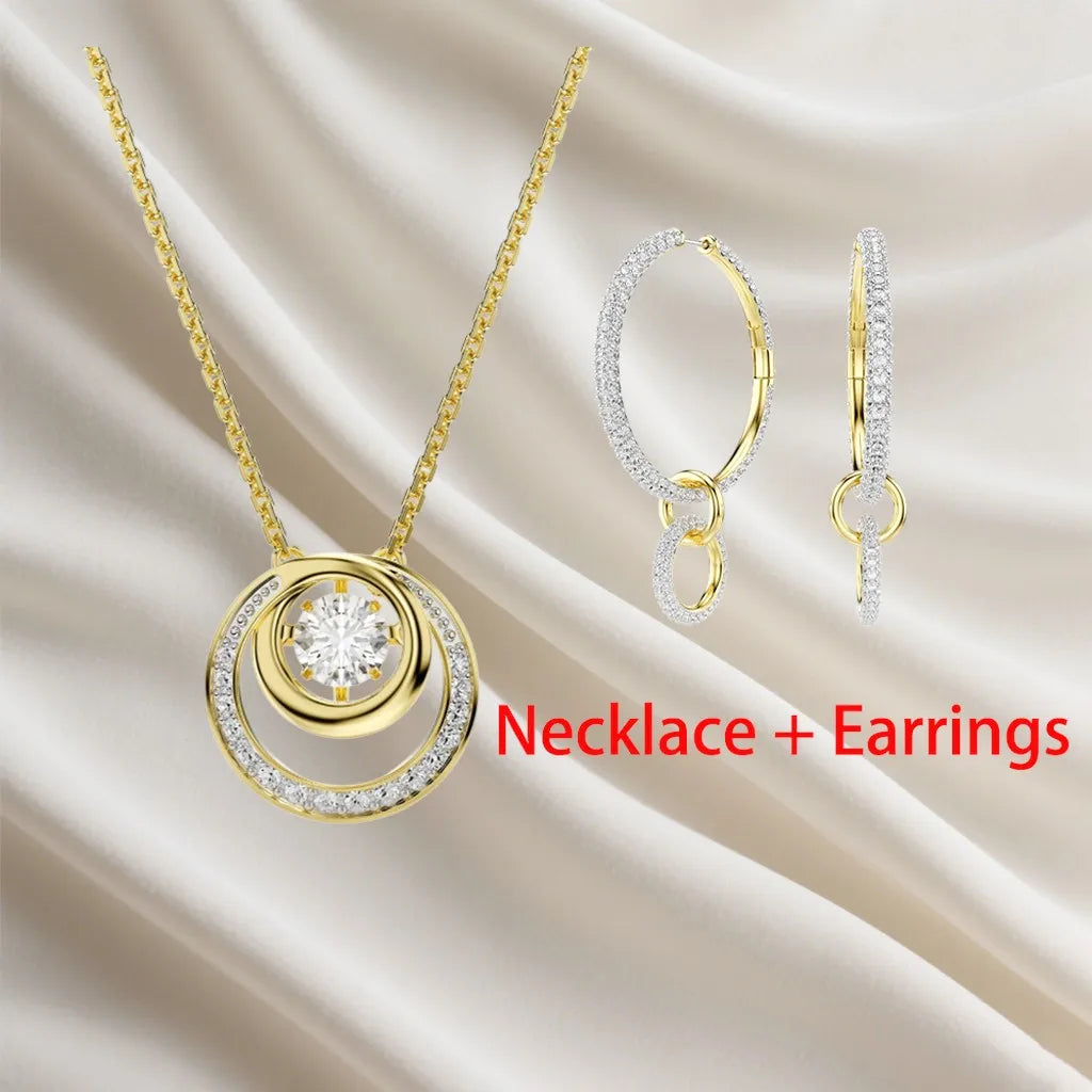 Sparkling Inlaid Pearl Pendant Jewelry Set for Women