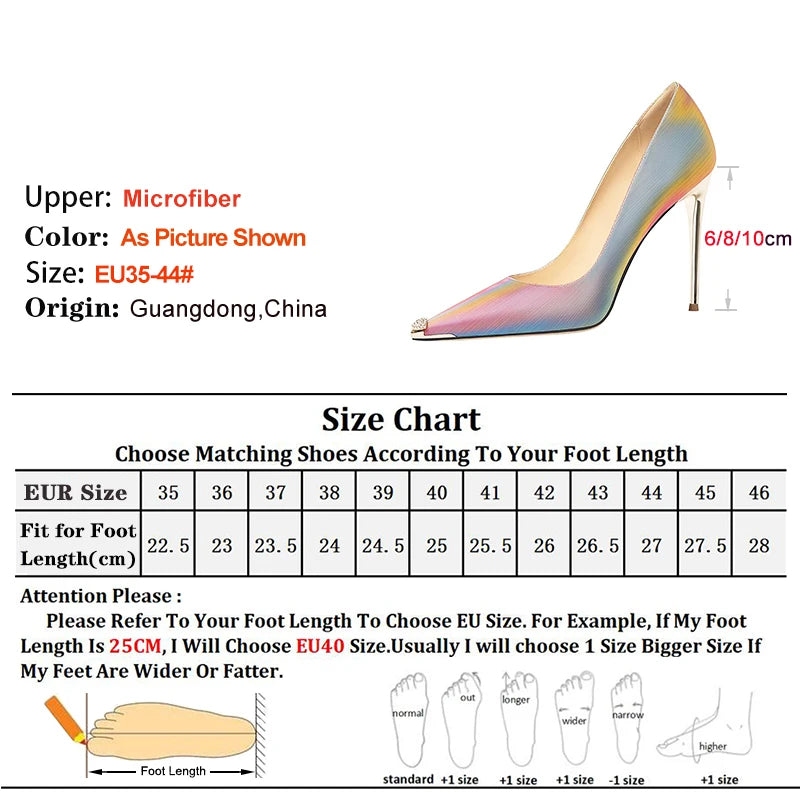Rainbow Color Pointed Toe High Heel Stiletto Pumps for Women