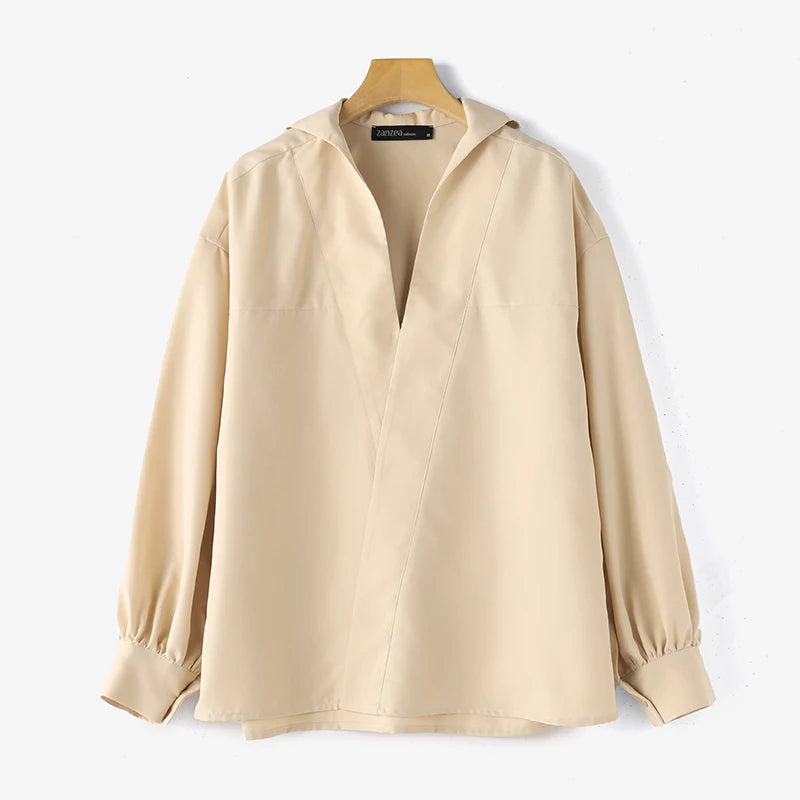 ZANZEA Fashion Lapel V Neck Shirt Women Puff 3/4 Sleeve Blouse Office Casual Loose Solid Color Tops 2024 Summer Street Tunics