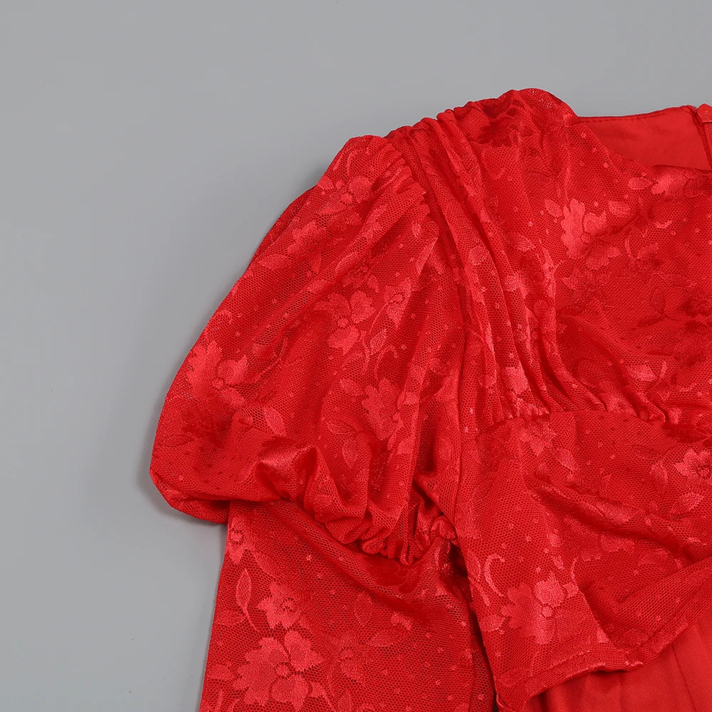 Women's Sexy Lace Spice Girl Dress Haute Sense Hollow Out Irregular Pure Desire Dress Luxury Temperament Evening Party Dress