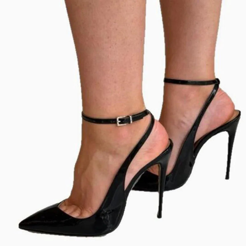 Stiletto Patent Leather Pointed Toe Slingback Pumps For Women