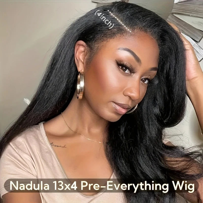 Glueless Yaki Straight Lace Front Human Hair Wig for Women