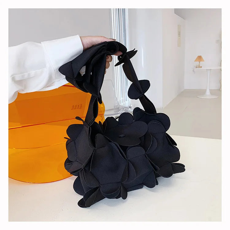 Korean Style 3D Flower PU Leather Shoulder Bag for Women