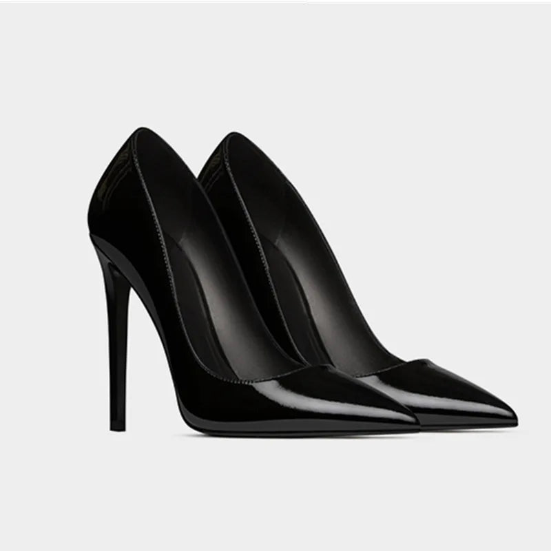 Solid Color Patent Leather Stiletto High Heel Shoes For Women