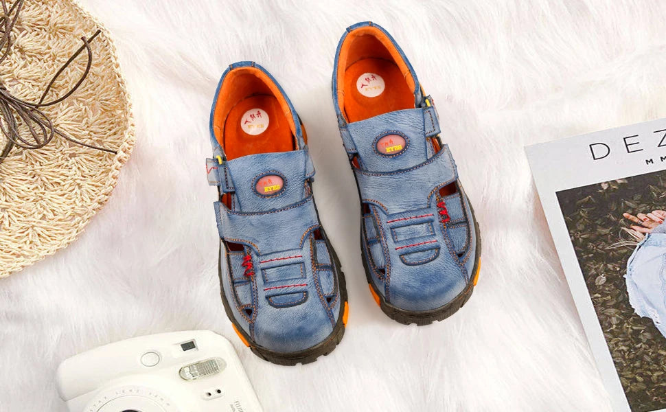 Stitch Detail Flat Leather Sandals