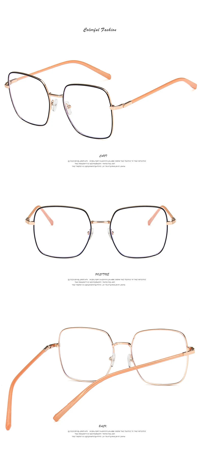 Anti Blue Light Oversized Square Glasses For Women