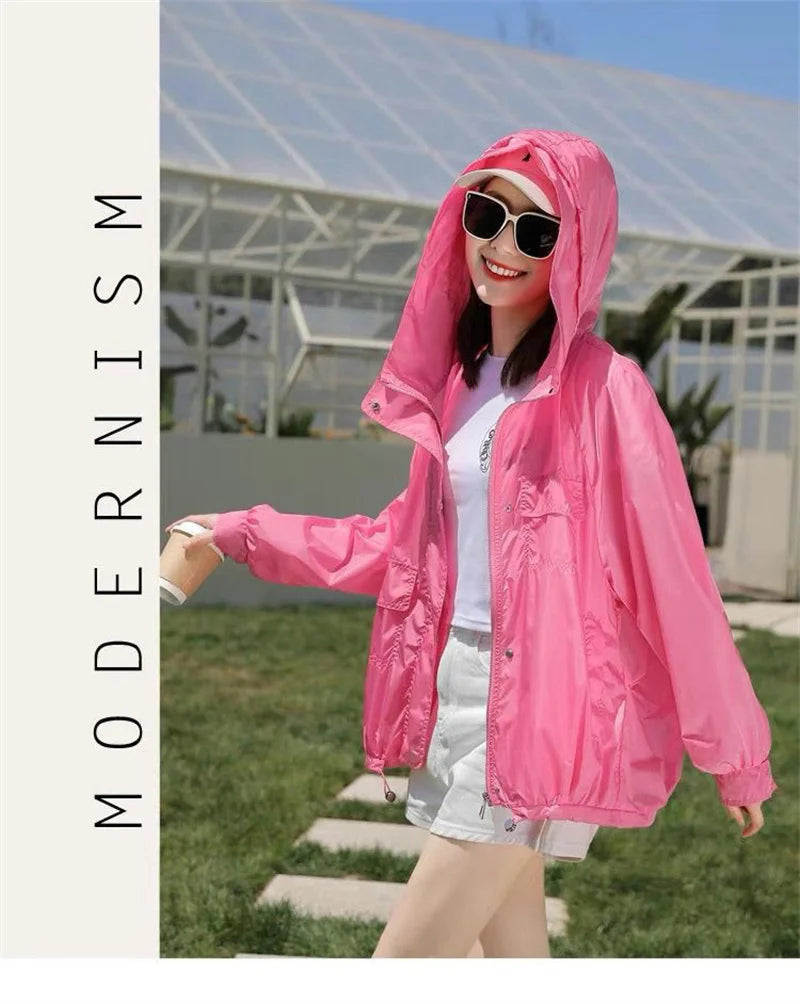 Casual Loose Fit Breathable Hooded Jacket for Women