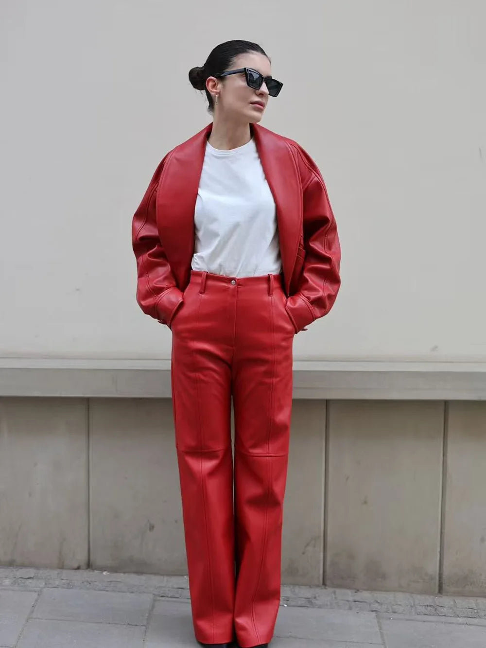 Autumn Winter PU Leather Loose Jackets Women Casual Fashion Lapel Buttons Pockets Short Coats Chic Streetwear Female Outwears