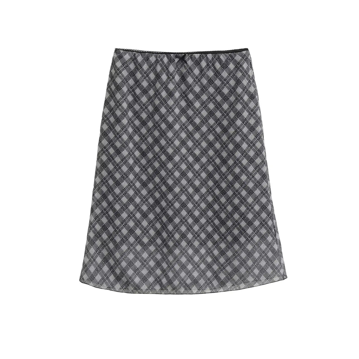 Printed High Waist A-Line Mid-Calf Skirt