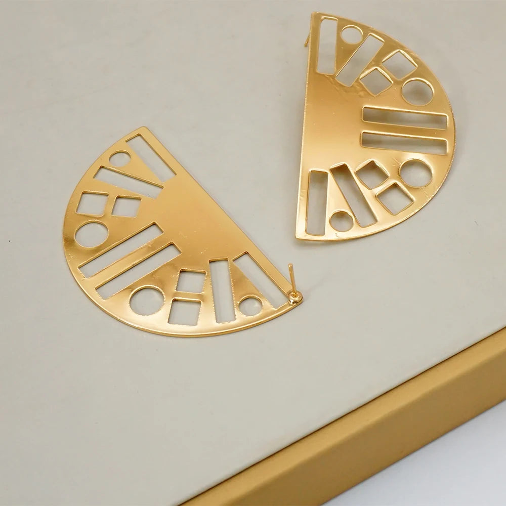 Fashion Jewelry Big Gold Color Round Geometric Earrings Dangle Drop Earrings For Women African Wedding Party Gifts