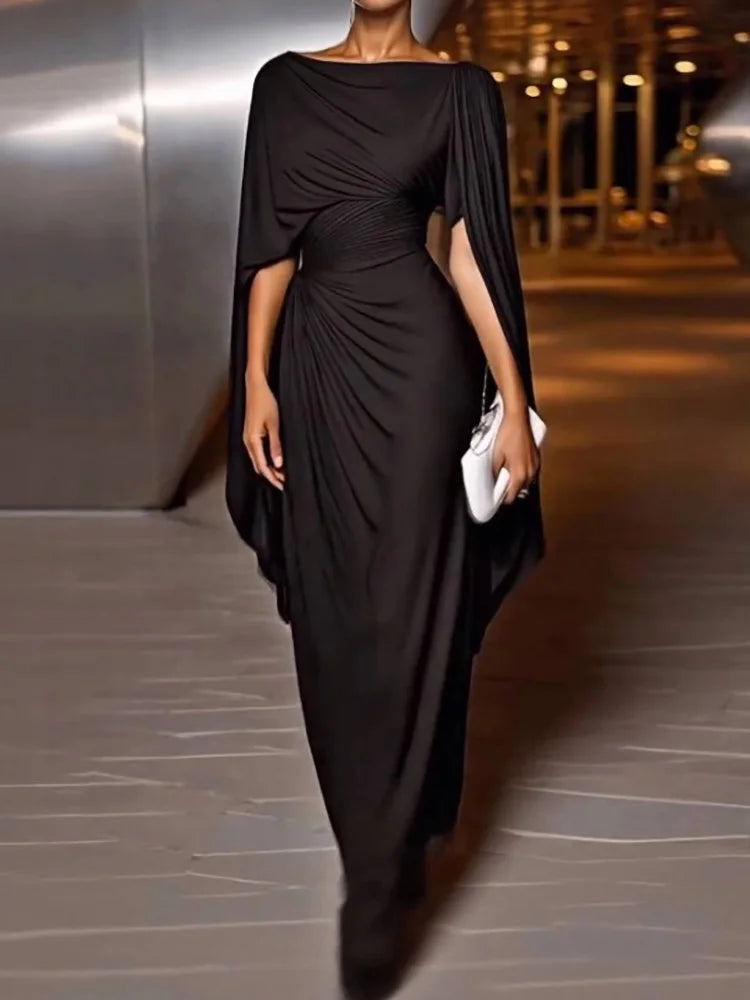 Elegant Patchwork Ankle Length Maxi Dress for Women