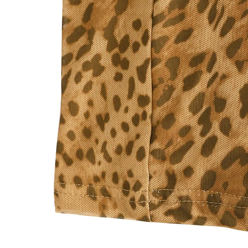 Autumn New Women's Dresses Fashion Leopard Print Casual Slim Long Sleeves Dress Sexy Hollow Out Backless V-neck Dresses Clothing